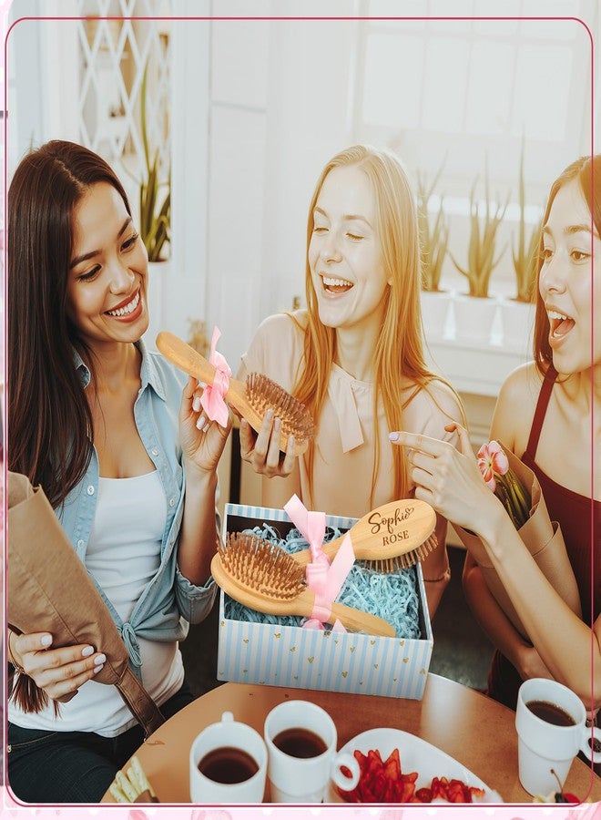 DoubleFill فرشاة شعر خشبية من الخيزران من دبل فيل، 24 قطعة، هدية مثالية. فرشاة شعر خشبية بمجداف لتدليك فروة الرأس، مناسبة للشعر الكثيف والخفيف والمجعد والجاف، للرجال والنساء. هدية سفر مميزة مع إمكانية النقش، مثالية لحفلات الزفاف وعيد الحب. - Image 5